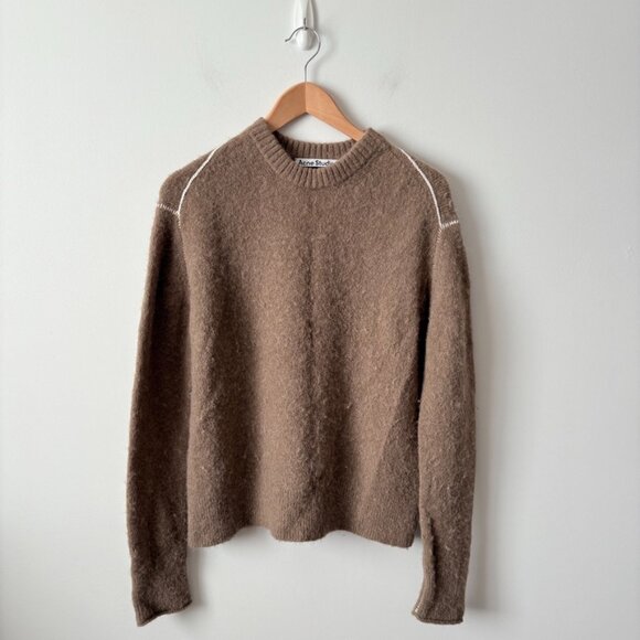 Acne Studios Kalinka Fine Knit Alpaca Wool Jumper Sweater Brown Size XS - Picture 5 of 9